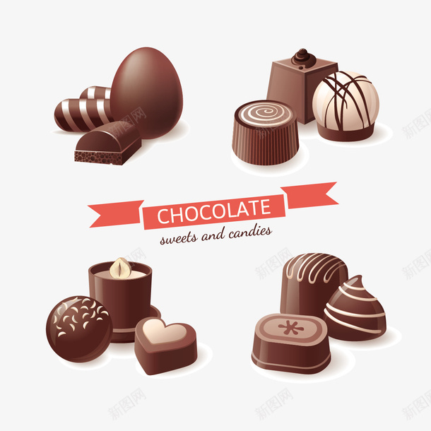 创意巧克力矢量图ai免抠素材_88icon https://88icon.com 巧克力 心形巧克力 矢量巧克力 矢量图