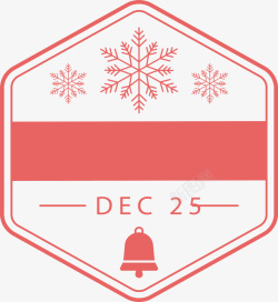 粉红色六边形圣诞标签矢量图素材