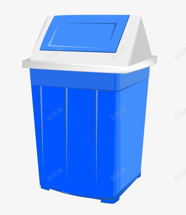蓝色垃圾桶png免抠素材_88icon https://88icon.com 卡通 垃圾 垃圾桶 桶 蓝色