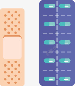 创口贴与药物矢量图素材