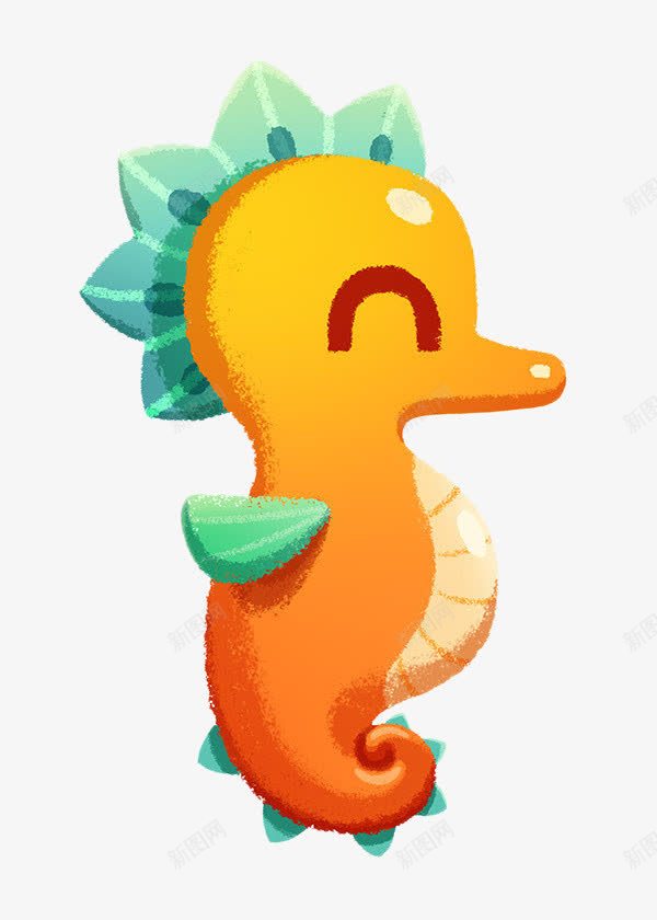 卡通手绘可爱小海马png免抠素材_88icon https://88icon.com 卡通 可爱 小海马 手绘 黄色