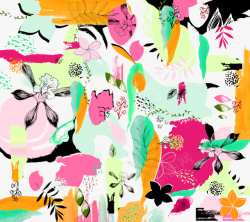 多彩背景花卉叶子图案背景素材