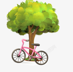 树下的自行车树下的自行车矢量图高清图片