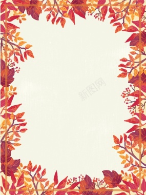 矢量秋季秋天枫叶手绘边框背景背景