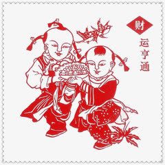 中国风福娃邮票装饰素材