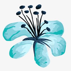 蓝色的手绘花朵矢量图素材