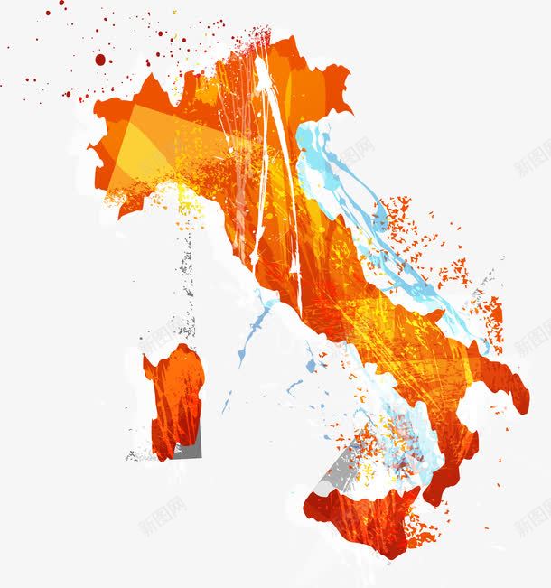 橙色墨迹意大利地图png免抠素材_88icon https://88icon.com 地图 地图矢量 墨迹 意大利 意大利地图 橙色 矢量地图