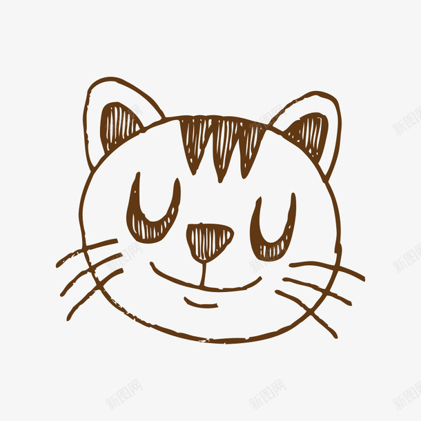 手绘线条插画猫脸png免抠素材_88icon https://88icon.com 手绘 插画 猫简笔画 猫脸 线条