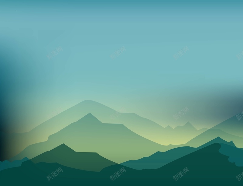 矢量创意山峰云雾光感背景ai设计背景_88icon https://88icon.com 云雾 光感 创意 山峰 清新 矢量 背景 蓝绿色 远山 矢量图