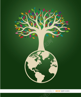 地球树保护环境主题背景矢量图背景