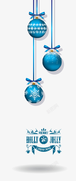 圣诞蓝色吊球矢量图素材