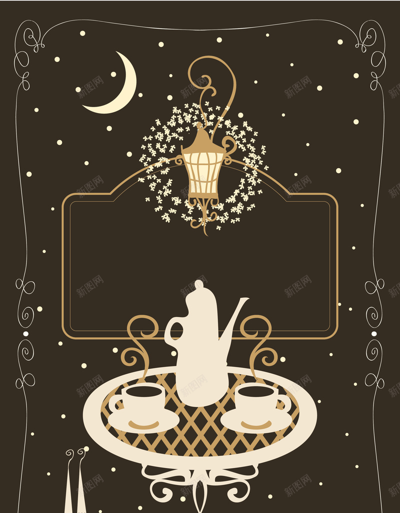 欧式手绘西餐厅菜单海报背景矢量图ai_88icon https://88icon.com 咖啡 底纹 手绘 月亮 欧式 海报 素材 背景 花边 菜单 西餐厅 边框 餐具 矢量图