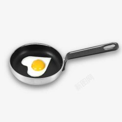 心形鸡蛋煎蛋的平底锅高清图片