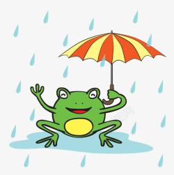 下雨了青蛙打伞素材