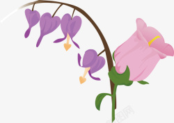 卡通紫色简笔花朵矢量图素材