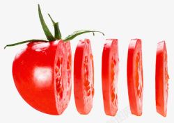 切片红色绿叶番茄素材