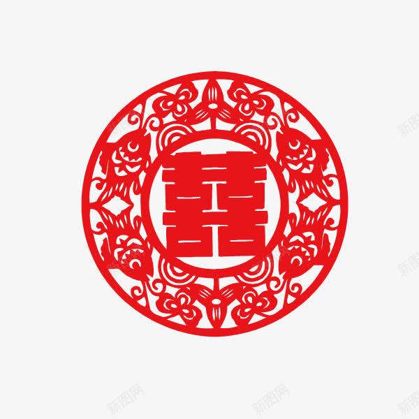 双喜剪纸红色圆形鱼装饰png免抠素材_88icon https://88icon.com 剪纸 双喜 圆形 红色 鱼装饰