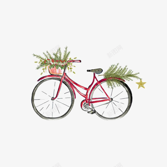 手绘单车png免抠素材_88icon https://88icon.com 单车免扣PNG 单车插画 卡通单车 小单车 水彩单车 红色单车 自行车