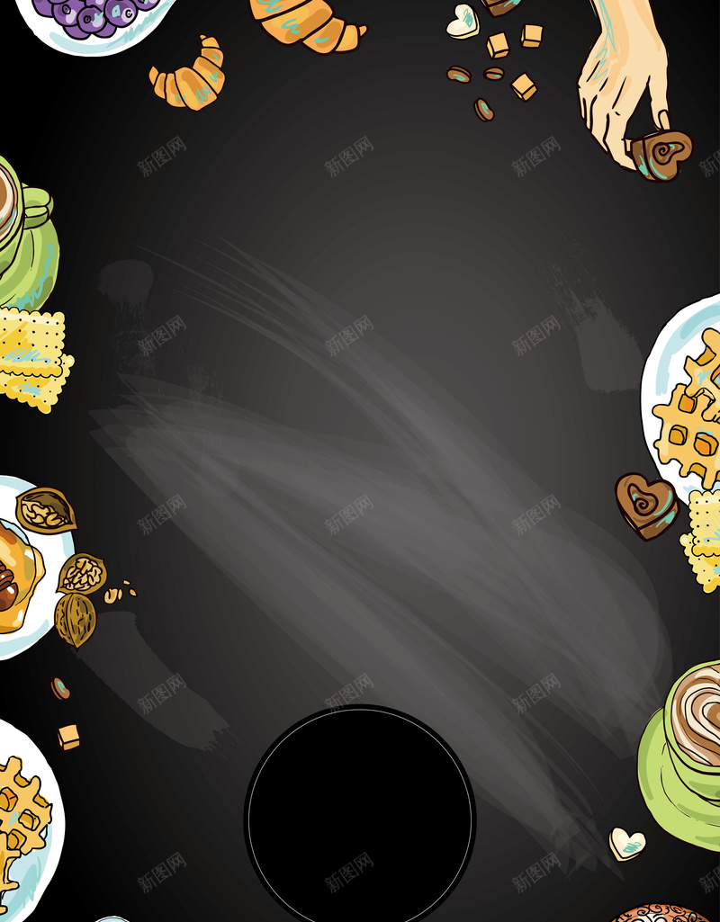 矢量美味菜肴海报ai设计背景_88icon https://88icon.com 卡通 手绘 活动 海报 矢量 童趣 菜肴 黑色 矢量图