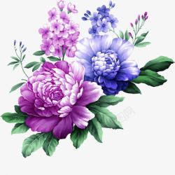 手绘彩色花朵植物美景素材
