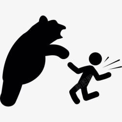 危险的野生动物熊的攻击图标高清图片