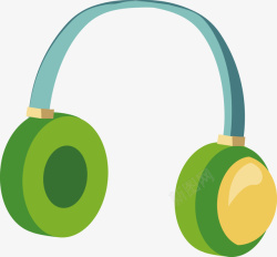 绿色耳机矢量图素材