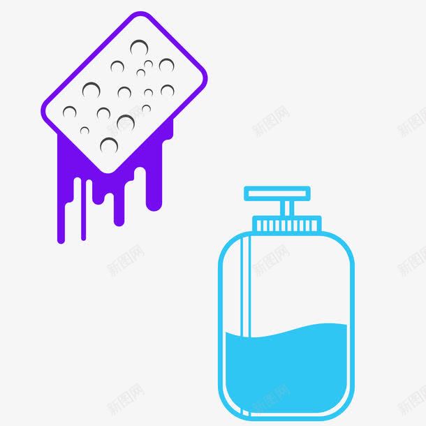 卡通海绵抹布和清洁液矢量图ai免抠素材_88icon https://88icon.com 卡通 抹布 海绵 清洁液 清洗液 矢量图