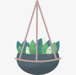 一个绿色植物吊篮矢量图素材