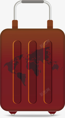 水彩棕色行李箱矢量图素材