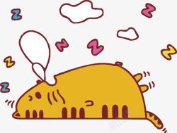 卡通可爱慵懒睡觉的大黄猫矢量图素材