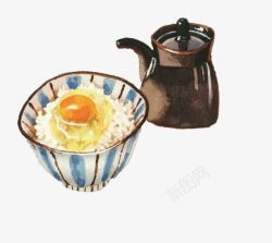 蛋炒饭茶壶素材