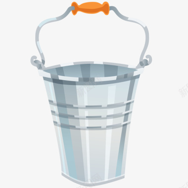 雪花桶不锈钢水桶插画矢量图图标图标
