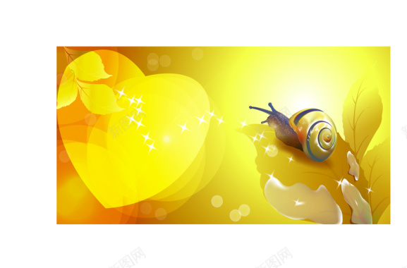 金色爱心蜗牛矢量图背景