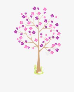 紫色小花图案的小树素材