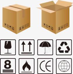 纸盒纸箱纸箱和标志矢量图高清图片