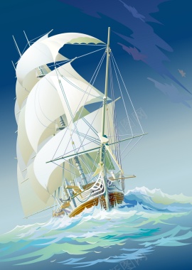 帆船航海矢量图背景