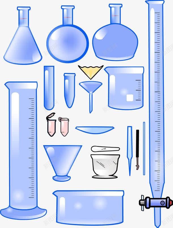 化学器材矢量图ai免抠素材_88icon https://88icon.com 免费矢量下载 化学器材 插画 瓶子 蓝色 试管 矢量图