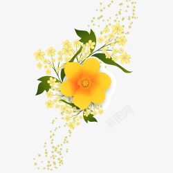 可爱黄色花朵星星绿叶素材