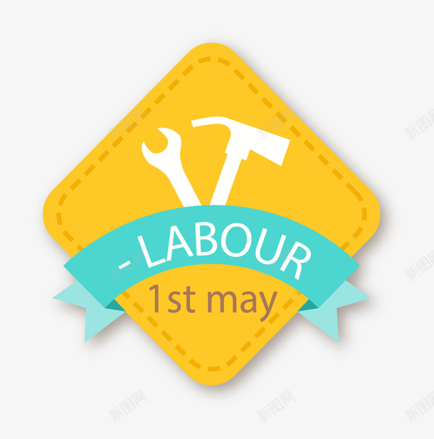 五一劳动节黄色标签png免抠素材_88icon https://88icon.com 1st Labor may 五一劳动节 白色锤子 黄色标签