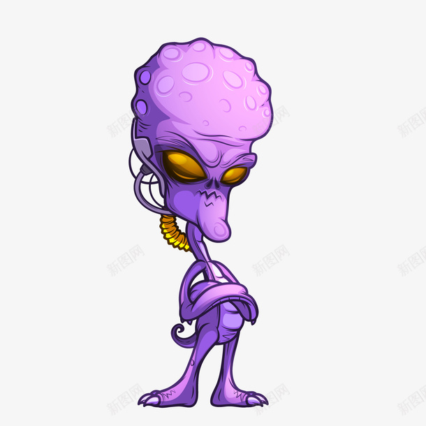 紫色卡通外星人png免抠素材_88icon https://88icon.com 卡通外星人 卡通怪物 紫色外星人 背景装饰