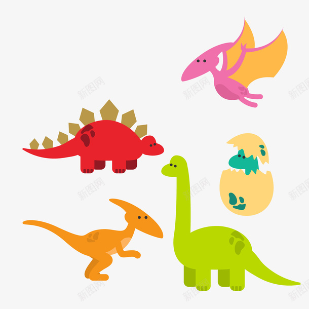彩色恐龙和恐龙蛋矢量图ai免抠素材_88icon https://88icon.com 动物 彩色恐龙 恐龙蛋 矢量图