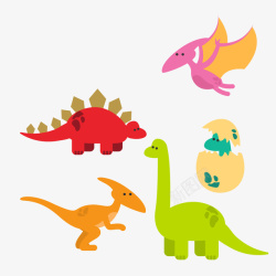 彩色恐龙和恐龙蛋矢量图素材