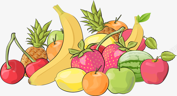多姿多彩的水果矢量图eps免抠素材_88icon https://88icon.com 健康水果 新鲜水果 水果 矢量素材 营养水果 矢量图