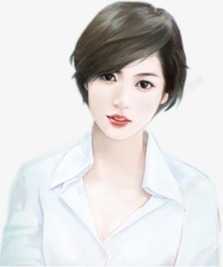 手绘白衬衫短发女子png免抠素材_88icon https://88icon.com 女子 手绘 白衬衫 短发