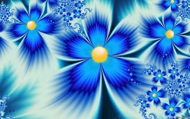 蓝色花朵花卉创意元素背景