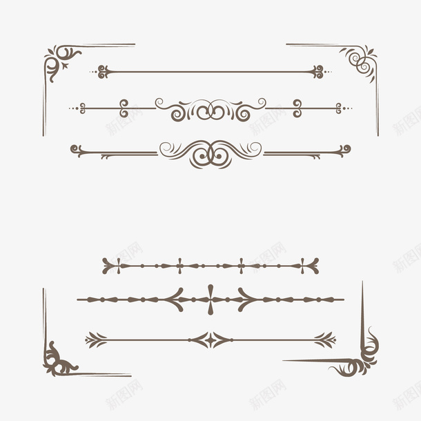 手绘花纹矢量图ai免抠素材_88icon https://88icon.com 手绘 花纹 角饰 边框 矢量图