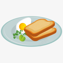 盘子中的面包和鸡蛋矢量图素材