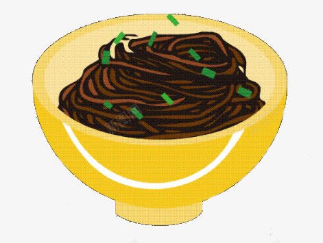 热干面png免抠素材_88icon https://88icon.com 杂酱面 陶瓷碗 黄色 黑面