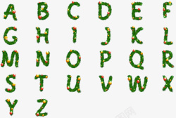 绿色简约植物字母素材