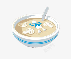 简约蓝色奶油汤插画素材